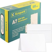 100 Blank White Cards 5.25x7.25"  A7 Envelopes Set Printable Invitations