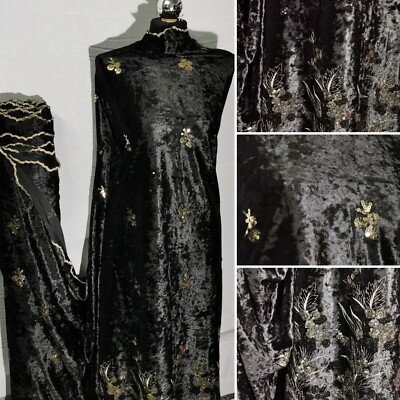 black and gold dress material 5 YARDS / HAMLET Black Gold Beaded Mesh Ground Sequin Embroidery Mesh –  Classic Modern Fabrics