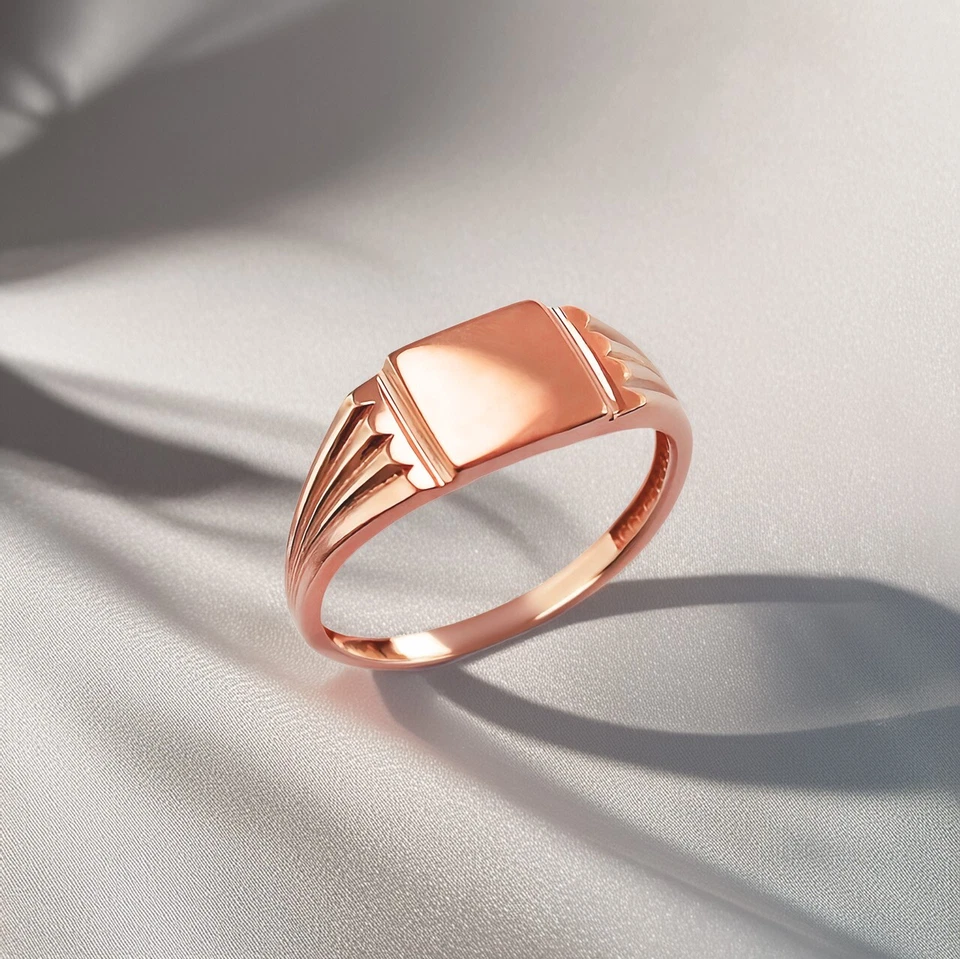 Square Gold Baby Signet Ring | 10k & 14k Yellow, White, Rose Gold | Sizes 1-7 - Image 4 of 4