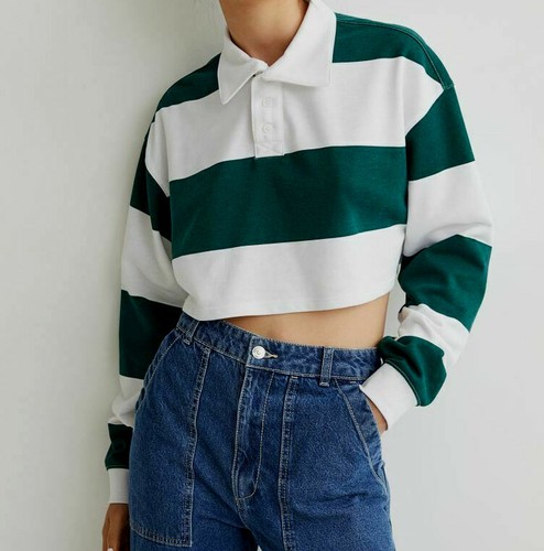 Buy NWT H\u0026M Divided Crop Rugby Shirt LS 