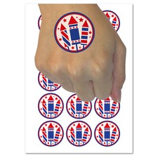 July 4th Independence Day Fireworks Patriotic USA Temporary Tattoo Set