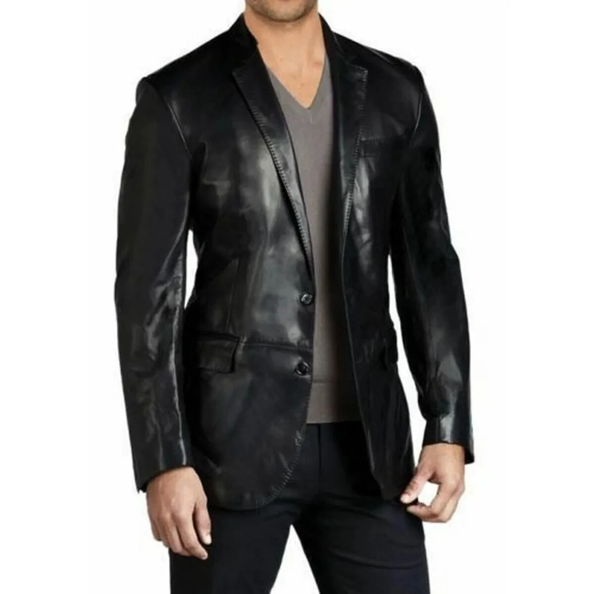 CELEBRITY New Men's Black Blazer 100% Pure Lambskin Style Slim Fit blazer