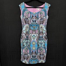 New York & Company Womens Size 8 Blue Purple Paisley Knee Length Sheath Dress