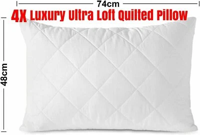 4 PACK- LUXURY PILLOWS QUILTED ULTRA LOFT JUMBO SUPER BOUNCE BACK BED PILLOWS