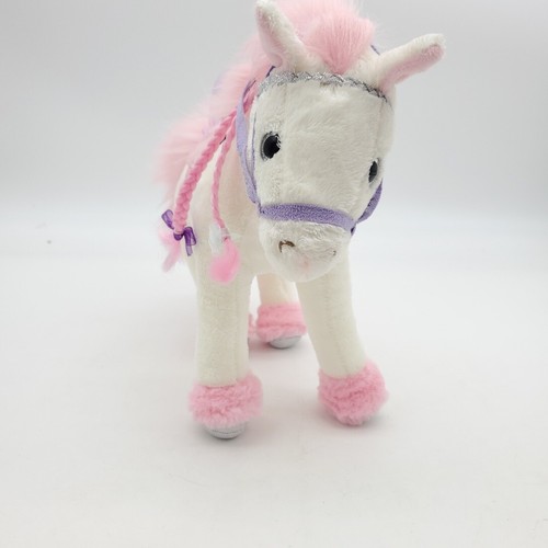 Princess MIMI Horse Stuffed Animal Pink Mane White w/ Saddle 9" Plush Glitter - Picture 3 of 9
