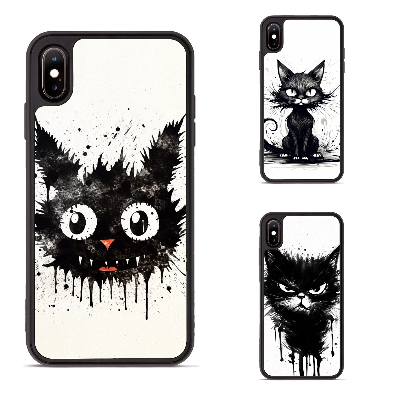 Black Cat Cartoon Drawing Case for Samsung A15 A16 S23 S24 S25 Ultra FE