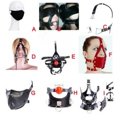 PU Leather Head Harness Mouth Gags Oral Plugs Ball Headgear Face Mask Binding
