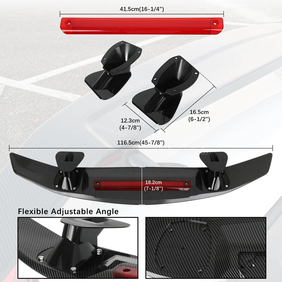 For Kia Forte 2010-2024 46''GT-Style Carbon Style Rear Trunk Spoiler Lip Wing - Imagem 2 de 4