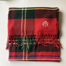 Mark and Graham RBT Mono RTB Blanket Scarf with Fringe Preppy Red Tartan Plaid 9