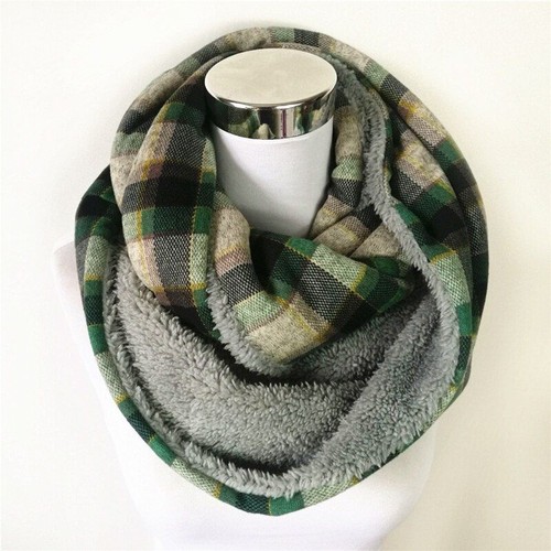 Women Infinity Scarf Plaid Blanket Scarves Acrylic Loop Tartan Neck Warmer 1Pc - Picture 20 of 26