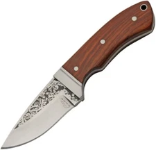 Rite Edge Bobcat Fixed Knife 3" 3Cr13 Steel Skinner Blade Brown Wood Handle