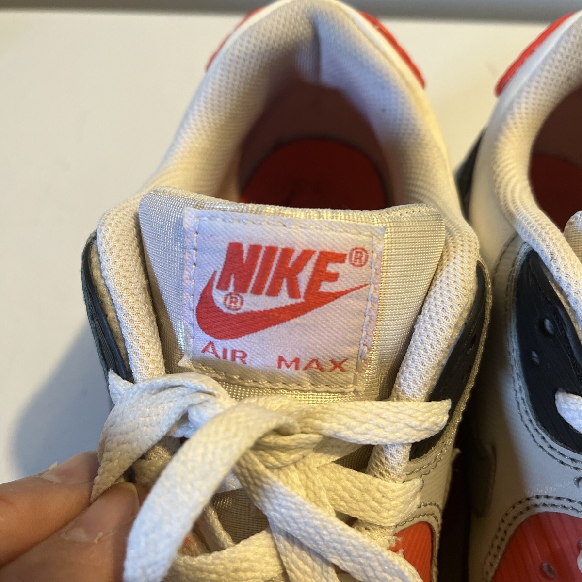 2012 Nike Air Max 90 Infrared GS 307793 137 White Black Red Grey