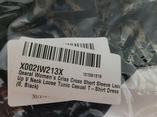 DREAGAL Women Sexy V Neck T Shirts Loose Black Cross Short Sleeve Lace Top Small - Picture 3 of 4