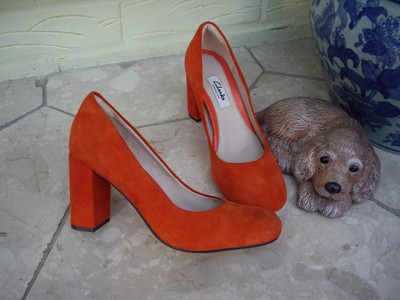 orange suede heels