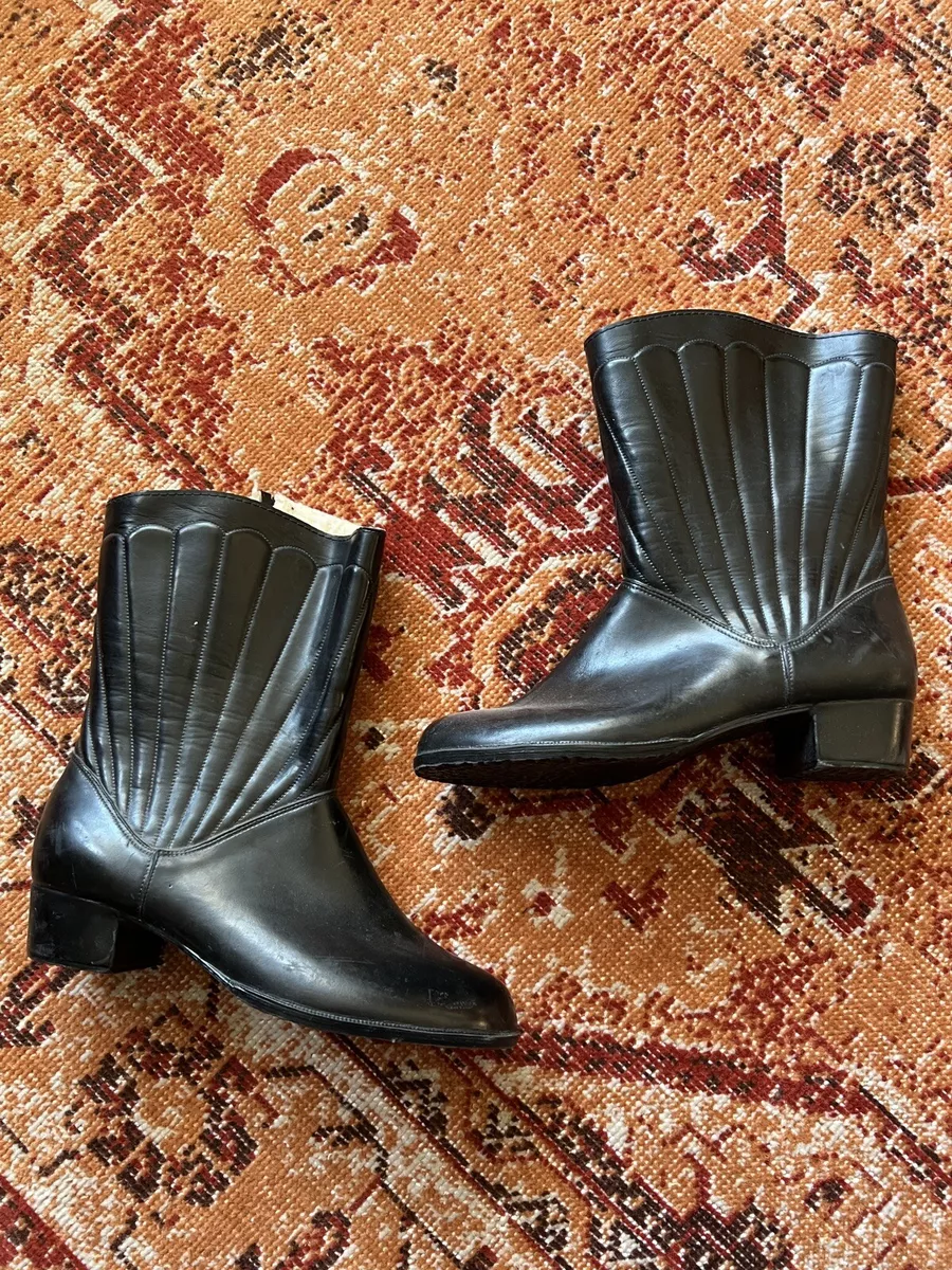 Vintage Vtg Sears 60s 70s Rain Boots Fur Lining Black Waterproof 59133 Womens 7
