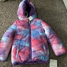 24 Month Girls Pink, Purple Blue Ombre Winter Coat Fleece Polyester Reversible