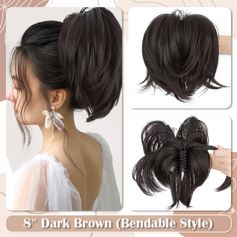 Short Ponytail Jaw Pony Tail Thick Claw on Clip In Hair Extension Real