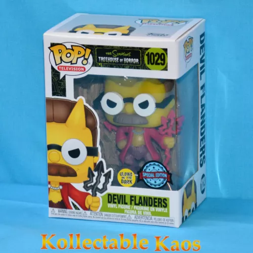 The Simpsons - Devil Flanders Glow in the Dark Pop! Vinyl (RS) #1029 - Box Flaws
