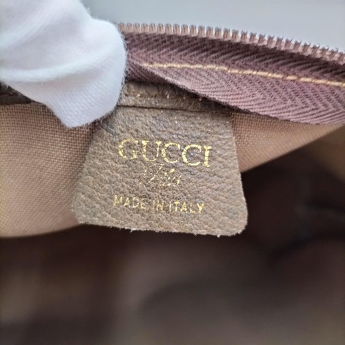 Authentic GUCCI Tote Bag GG Plus Sherry Line Handbag Made in Italy Brown Beige - Picture 6 of 11