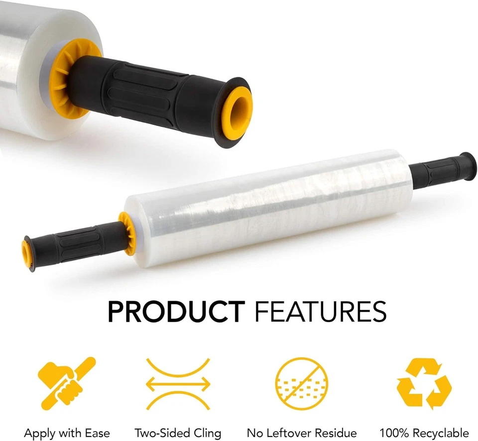 Modern Innovations 15 Inch Clear Stretch Wrap Roll with Handles (1 Roll-1000 ... - Image 3 of 3