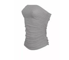 Ladies Boobtube Bandeau Strapless Side Ruched Gather Plain Crop Bra Vest Top