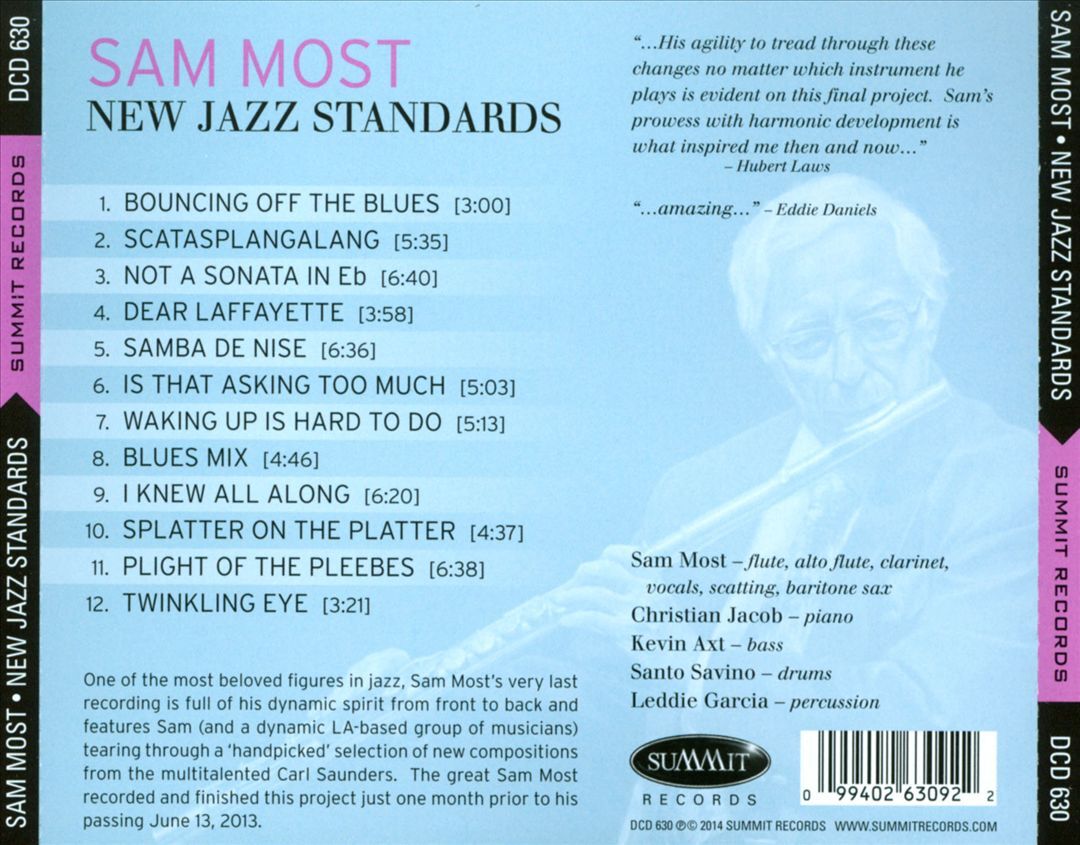 SAM MOST NEW JAZZ STANDARDS NEW CD