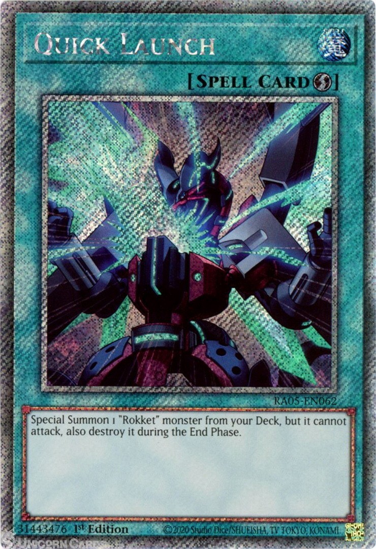 RA05-EN062 Quick Launch : Platinum Secret Rare 1st Edition Mint YuGiOh Card