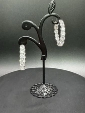 1.25” 925 SD Silver And CZ Hoop Earring With Safety Clip