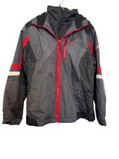 Weatherproof Expedition Mens Jacket Large Gray Red Full-Zip Lightweight All-Weat