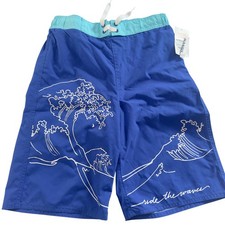 Old Navy Kids Blue Wave Graphic Swim Trunks Shorts XL TG 14-16 UPF 50