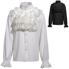 Victorian Men Shirt with Ruff Collar Vampire Shirt Gothic Men Pirate Men Blouse