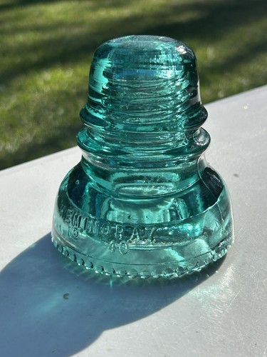 Atemberaubender seltener Vintage PETTICOAT Aqua Glas Isolator HEMINGRAY PATENT 2. MAI 1893 - Bild 3 von 22