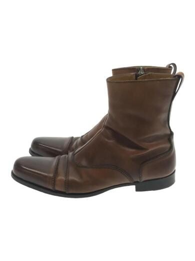 Stivali SAINT LAURENT 0417 stivali con zip laterale in pelle marrone misura 41 5