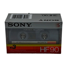 SONY HF90 3PK TYPE I BLANK AUDIO CASSETTE TAPES (1987) BRAND NEW & SEALED 