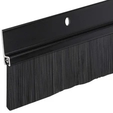 3 FT Black Aluminum Door Sweep with Black Brush Seal | Fills Gaps Up to 1 1/2...