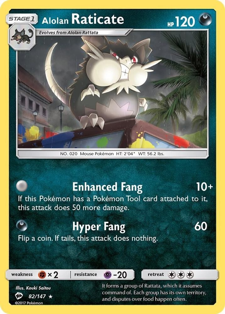 Alolan Raticate 82/147 Rare Burning Shadows Pokemon Lightly Played