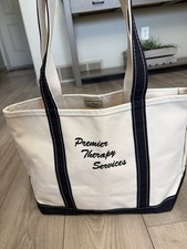 NWOT Vintage LL Bean Boat and Tote Canvas Bag Medium Blue White Made In USA