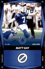 2025 Uno Elite Core Matt Gay Indianapolis Colts #065 Blue