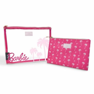 Malibu Barbie Pink Slim Pouch 2-Piece Set Cosmetic Make-Up Bags, Accessories Bag