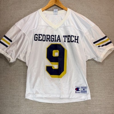 Vintage Champion Georgia Tech Yellow Jackets Jersey #9 White Mesh Mens Medium