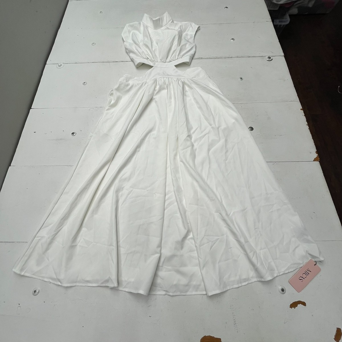 Micas White Cut-Out Sleeveless Halter Neck Maxi Dress Women's Size X-Large  NEW