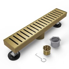 HTOH Titanium Gold Shower Drain 18 Inch, 304 Stainless Steel Linear Shower Drain