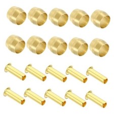 Brass Compression Sleeves Ferrules for OD Hose Tube Pack Brass 1/4 Inch 20