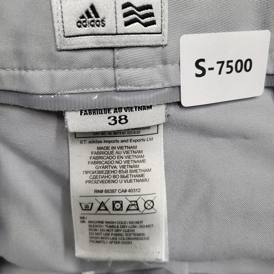 阿迪达斯男式短裤 38 灰色标志刺绣斜纹布高尔夫经典 10 英寸内缝 — 第 3/4 张图片