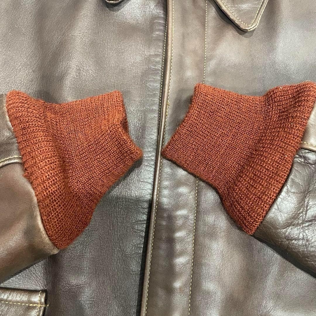 Buzz Rickson’s Leather Jacket S Brown Horsehide V… - image 10