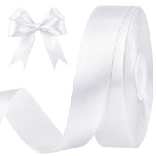 White Satin Ribbon, 1 Inch, 50 Yards