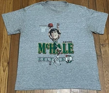 Vtg  90s Kevin McHale Boston Celtics Salem Single Stitch Tee Size M Gray Rare 