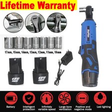 3/8'' Rechargeable Cordless Electric Rachet Wrench Sockets + 2 Battery  DIY Tool