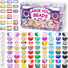 500 Pcs European Large Hole Beads, Assorted European Craft Beads Mixed Color Lam