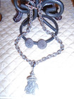 VINTAGE PRETTY SILVERTONE CHANDELIER-DANGLE CHAIN PENDANT NECKLACE/EARRINGS — photo 5